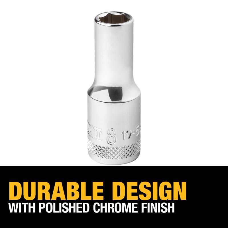 DeWalt 8 mm X 3/8 in. drive Metric 6 Point Deep Socket 1 pc
