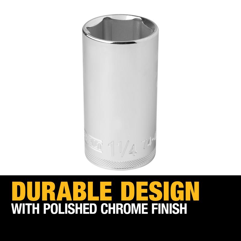 DeWalt 1-1/4 in. X 1/2 in. drive SAE 6 Point Deep Socket 1 pc
