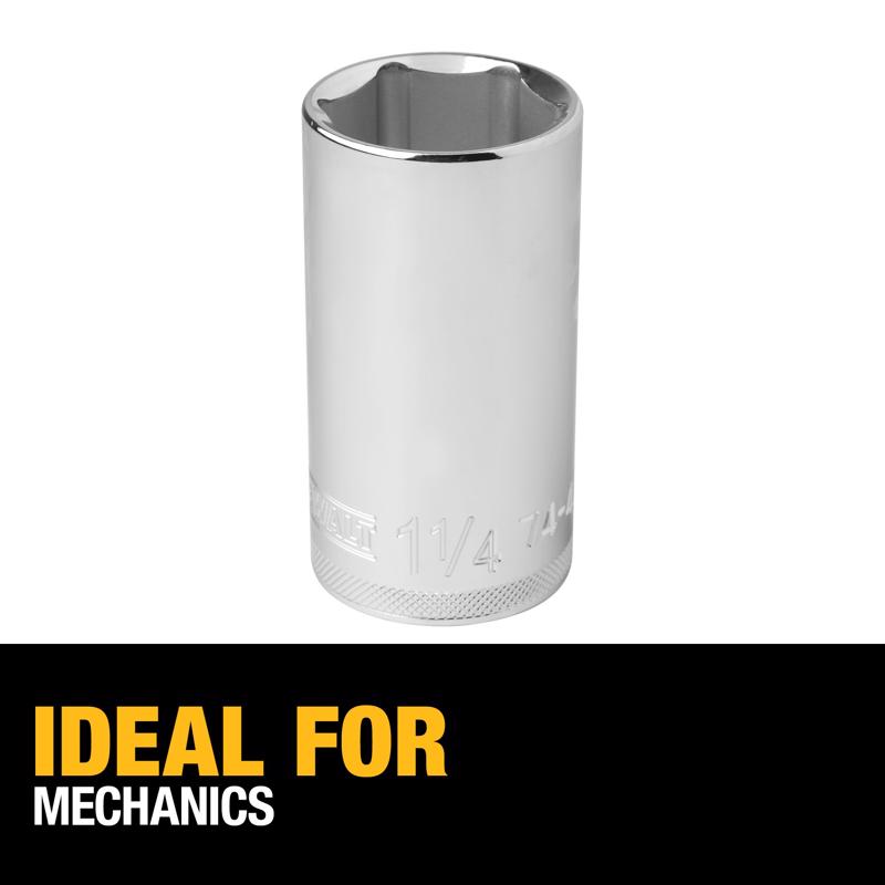 DeWalt 1-1/4 in. X 1/2 in. drive SAE 6 Point Deep Socket 1 pc