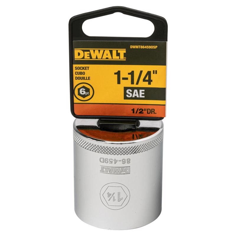 DeWalt 1-1/4 in. X 1/2 in. drive SAE 6 Point Socket 1 pc