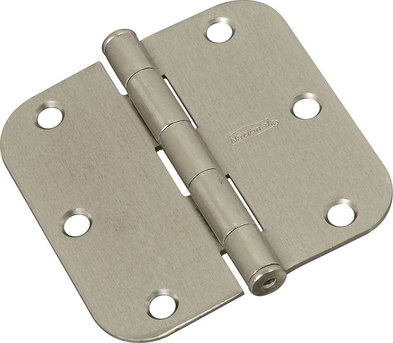 National Hardware N830-242 Door Hinge, 5/8 in Corner Radius, Cold Rolled Steel, Satin Nickel, Non-Rising