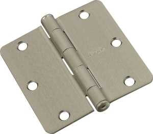 National Hardware N830-247 Door Hinge, 1/4 in Corner Radius, Steel, Satin Nickel, Non-Rising, Removable Pin
