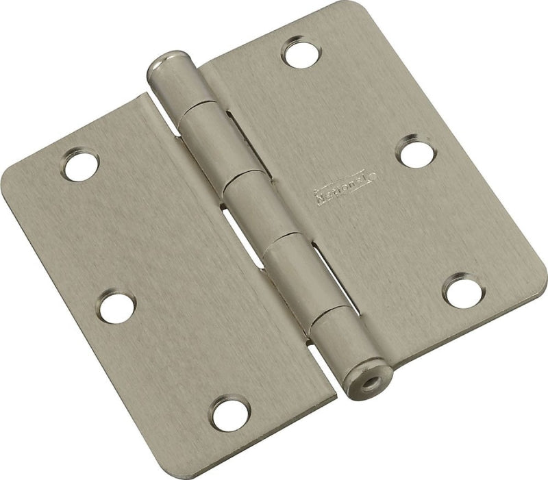 National Hardware N830-247 Door Hinge, 1/4 in Corner Radius, Steel, Satin Nickel, Non-Rising, Removable Pin