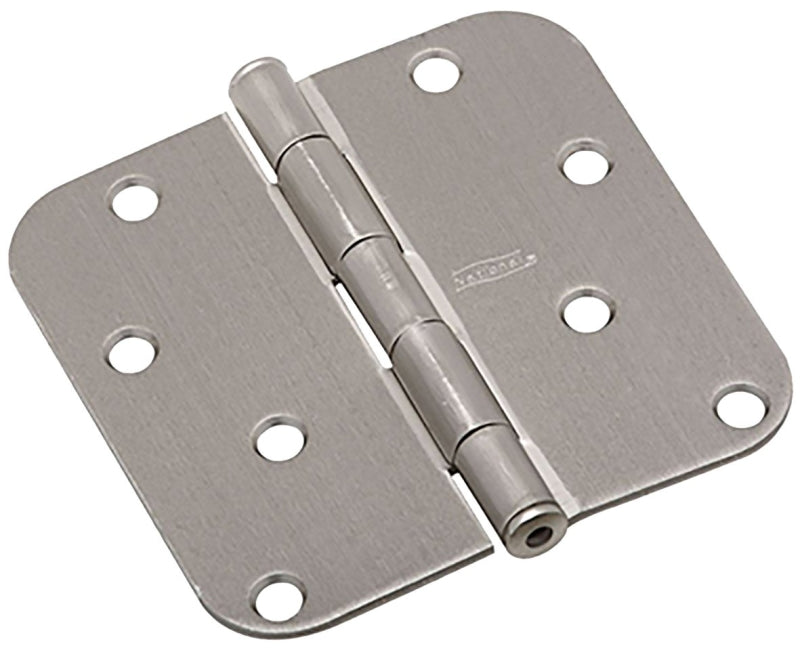 National Hardware N830-243 Door Hinge, 5/8 in Corner Radius, Cold Rolled Steel, Satin Nickel, Non-Rising, Removable Pin