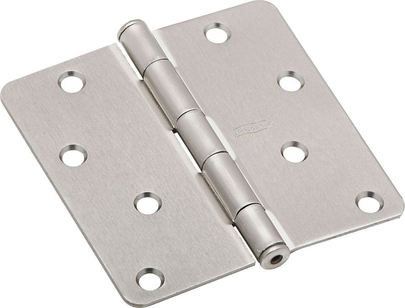 National Hardware N830-246 Door Hinge, 1/4 in Corner Radius, Cold Rolled Steel, Satin Nickel, Non-Rising, Removable Pin