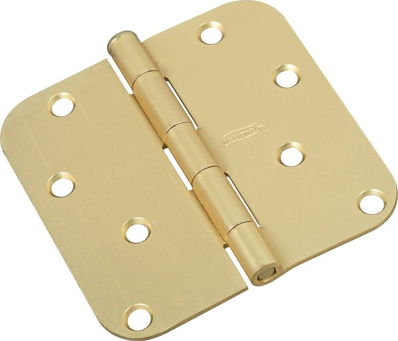 National Hardware N830-225 Door Hinge, 5/8 in Corner Radius, Steel, Satin Brass, Non-Rising