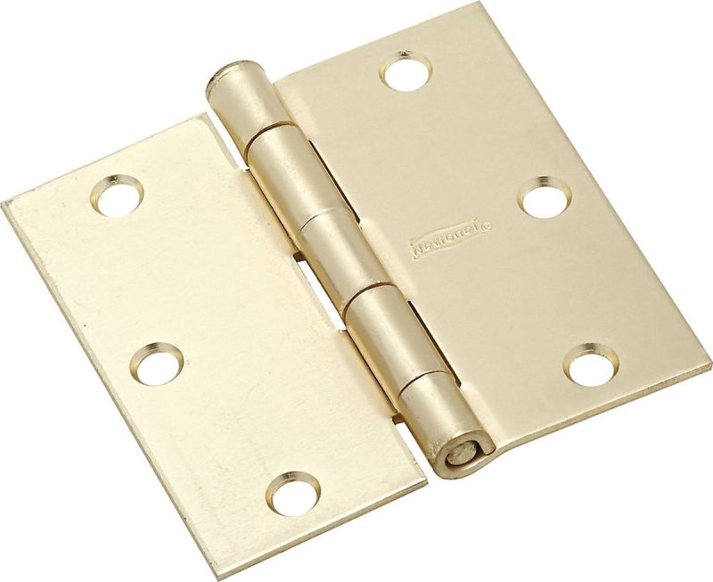 National Hardware N830-230 Door Hinge, Steel, Satin Brass, Non-Rising, Removable Pin, 3-1/2 in L x 3-1/2 in W Dimensions