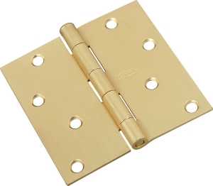 National Hardware N830-231 Door Hinge, Cold Rolled Steel, Satin Brass, Non-Rising, Removable Pin, Full-Mortise, 50 lb