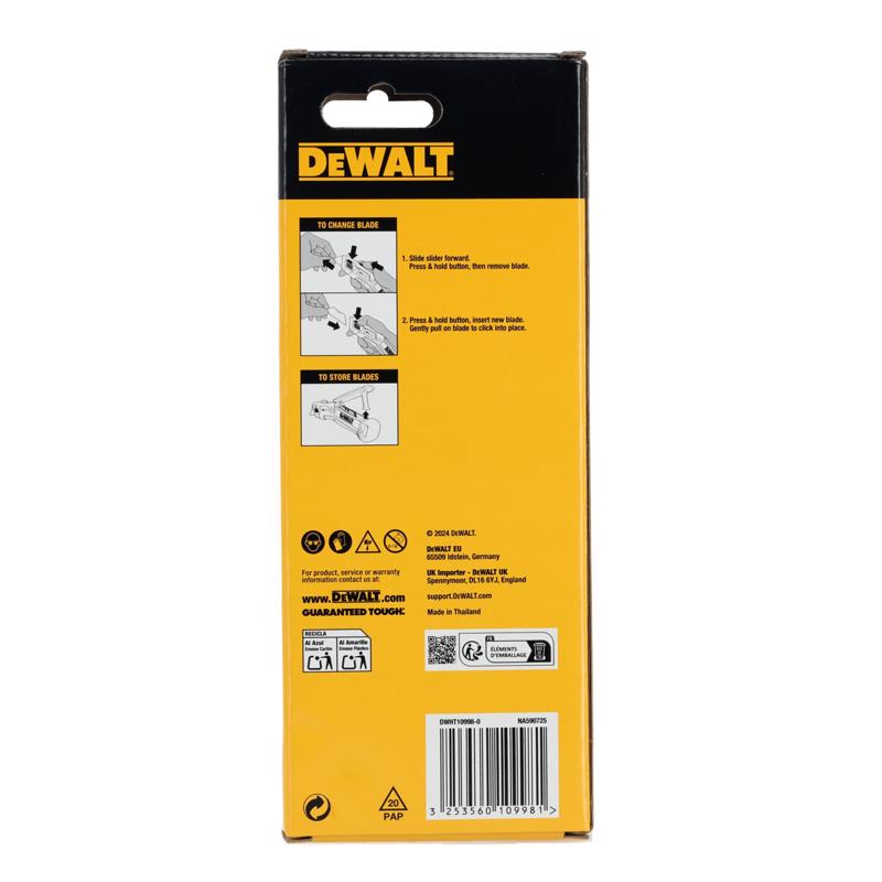 DeWalt Retractable Utility Knife Black/Yellow 1 pc