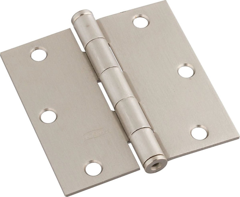 National Hardware N830-250 Door Hinge, Steel, Satin Nickel, Non-Rising, Removable Pin, 3 in L x 3 in W Dimensions, 50 lb
