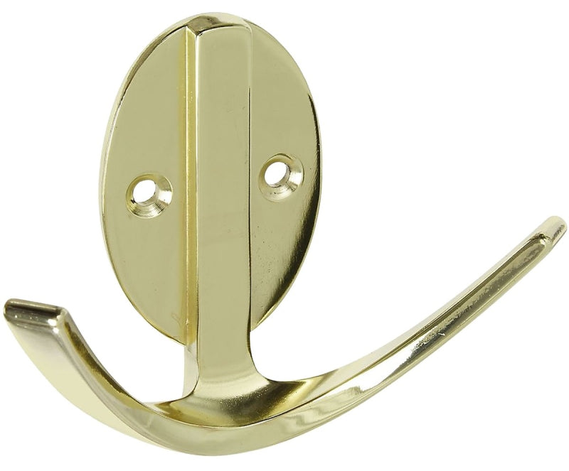 National Hardware V8010 N807-006 Robe Hook, 2-Hook, Zinc, Brass, Pack of 5
