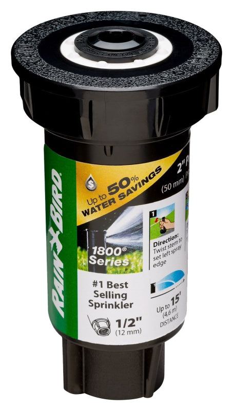 Rain Bird 1802FDSPRS Pressure Regulating Pop-Up Sprinkler, Full-Circle, 3.7 gpm, 1/2 in Connection, FNPT, 2 in H Pop-Up