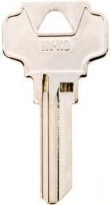 Hy-Ko 11010DE6 Key Blank, Brass, Nickel, For: Dexter Cabinet, House Locks and Padlocks, DE6 Key Number, Pack of 10