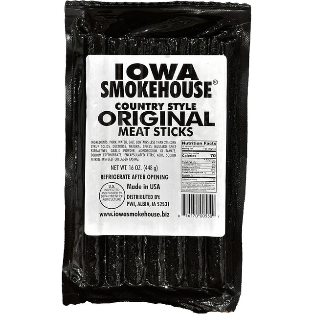 Iowa Smokehouse is-16csn Meat Stick, Original, 16 oz, 10 CS, Pack of 10