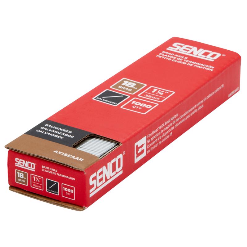 Senco 1-1/4 in. L X 18 Ga. Straight Strip Galvanized Brad Nails 1,000 pk