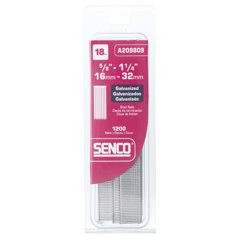 Senco 1-1/4 in. L X 18 Ga. Straight Strip Galvanized Brad Nails 1,200 pk