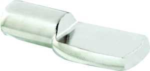 Prime-Line U 10166 Shelf Support Peg, Utility Hook, Specifications: 5 mm Dia x 5/16 in L Pin, Wall Mount, Nickel, 25 lb