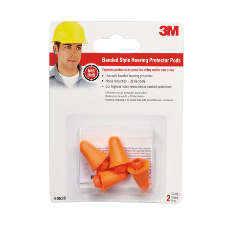 3M 28 dB Polyurethane Foam Band Earplugs Orange 2 pair