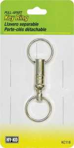 Hy-Ko KC116 Key Ring, 0.45 in L x 2-3/4 in W x 5-1/2 in H Dimensions, Pack of 5