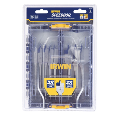 Irwin Speedbor Carbon Steel Spade Bit Set Quick-Change Hex Shank 8 pc