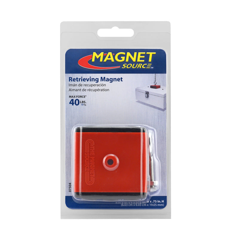 Magnet Source 2.375 in. L X 2.375 in. W Red Retrieving Magnet 40 lb. pull 1 pc