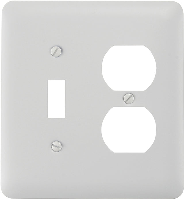 Amerelle 935TDW Wallplate, 5 in L, 4-5/8 in W, 2-Gang, Steel, White