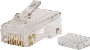 Gardner Bender GMC-88M6 Modular Plug, Rounded Cable, RJ-45 Connector, 8-Contact, 8-Position, White, 50/PK