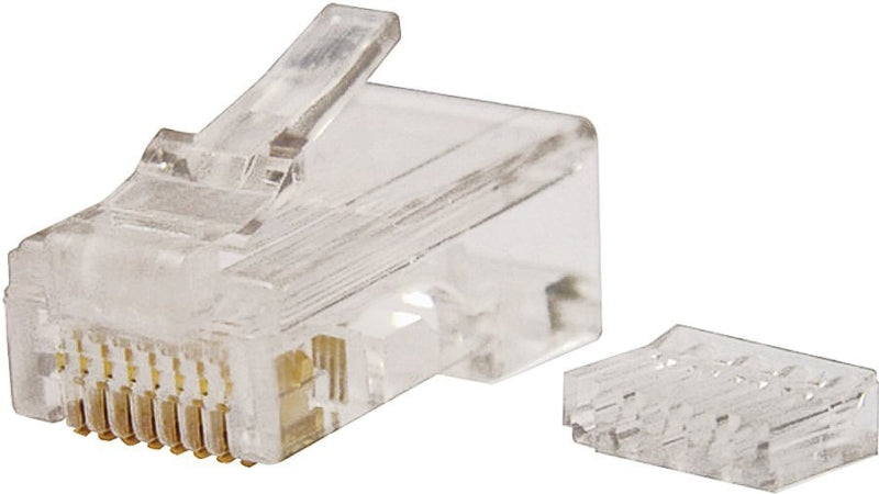 Gardner Bender GMC-88M6 Modular Plug, Rounded Cable, RJ-45 Connector, 8-Contact, 8-Position, White, 50/PK