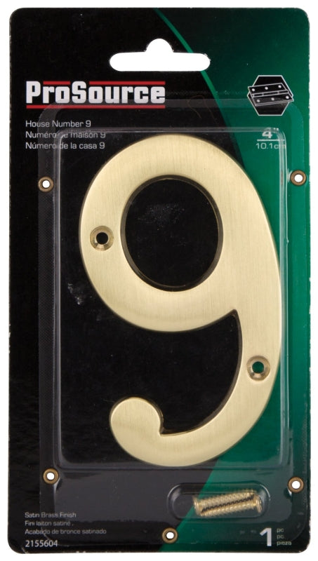 ProSource N-Z049PB3L-PS House Number, Character: 9, 4 in H Character, 2.28 in W Character