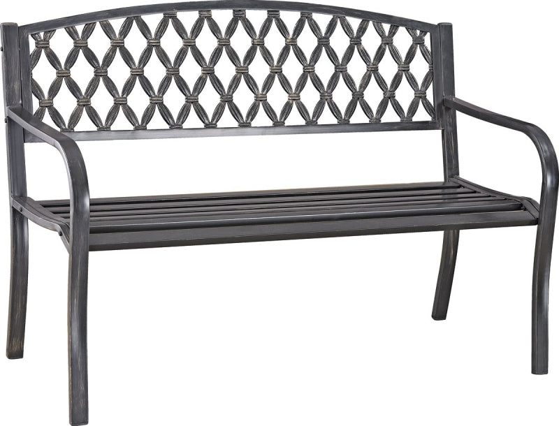 Seasonal Trends D3819C Park Bench, 50 in W, 23-1/4 in D, 33-1/2 in H, 660 lb Seating, Steel Seat, Steel Frame