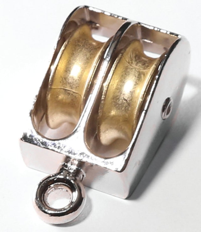 Baron 0176ZD-1 Rope Pulley, 1/4 in Rope, 55 lb Working Load, 1 in Sheave, Brass/Copper/Nickel