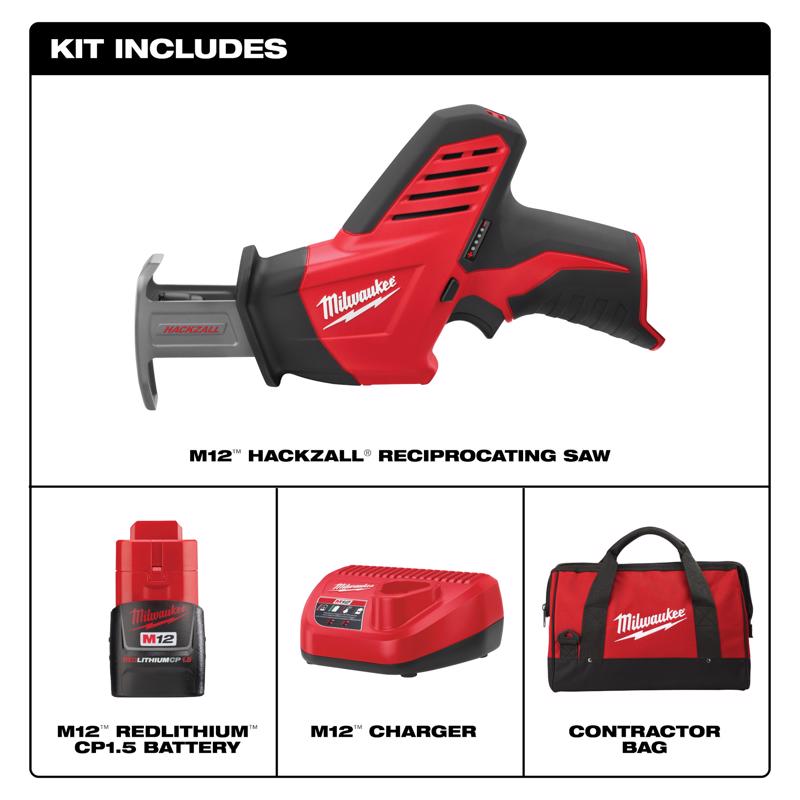 Milwaukee 12V M12 Cordless Brushed Reciprocating Saw Kit (Battery & Charger)