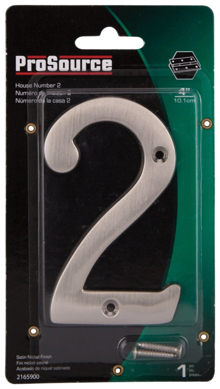 ProSource N-Z042SN-3L-PS House Number, Character: 2, 4 in H Character, 2.28 in W Character
