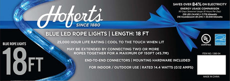 Hometown Holidays 1380-04 Rope Light, 18 ft L, 120 V, 144-Lamp, Blue Light, LED Lamp