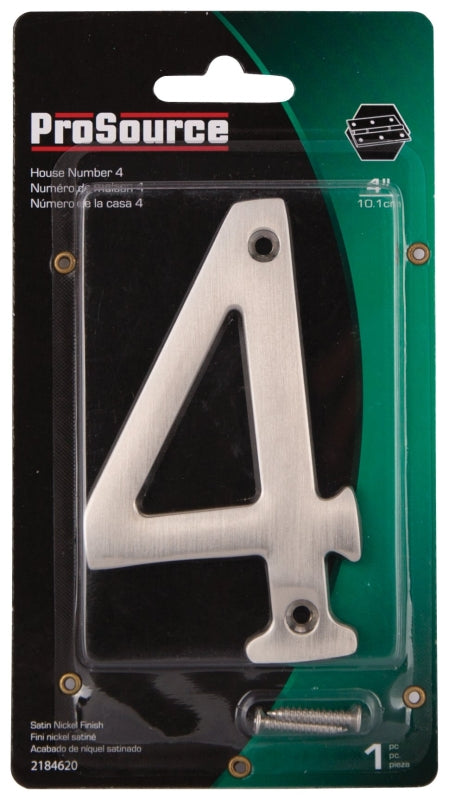ProSource N-Z044SN-PS House Number, Character: 4, 4 in H Character, 2.28 in W Character