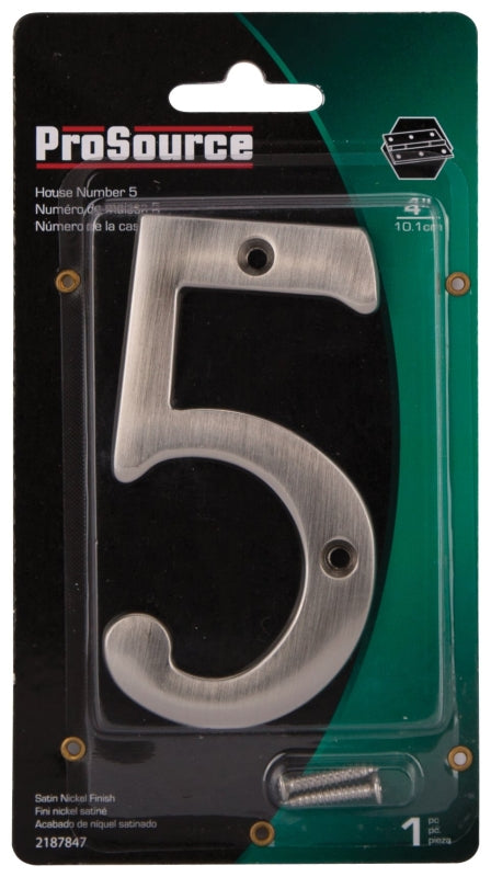 ProSource N-Z045SN-PS House Number, Character: 5, 4 in H Character, 2.28 in W Character