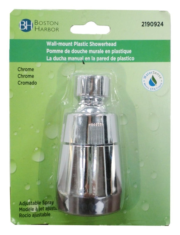 Boston Harbor PP6881320 Shower Head, Round, 1.8 gpm, 1/2-14 NSPM Connection, Threaded, ABS, 1-3/4 in Dia