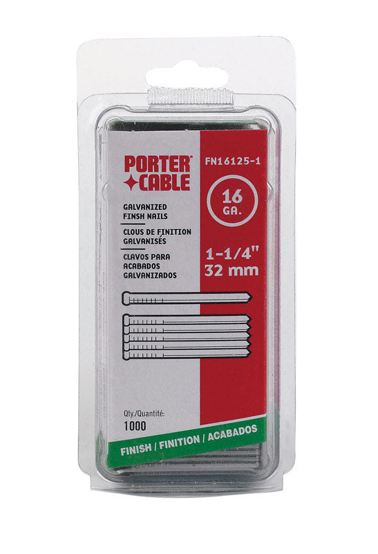 Porter Cable 1-1/4 in. L X 16 Ga. Straight Strip Galvanized Finish Nails 1,000 pk