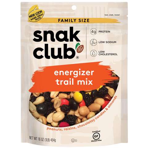 Snak Club Energizer Trail Mix 16 oz Bagged, Pack of 6