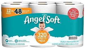 Angel Soft 79397 Toilet Tissue, 2-Ply, Paper, 12 PK, Pack of 4