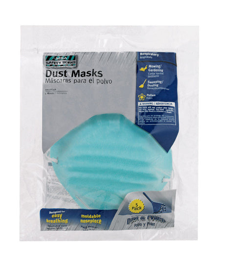 Safety Works Dust Protection Dust Mask Blue One Size Fits Most 5 pc, Pack of 12