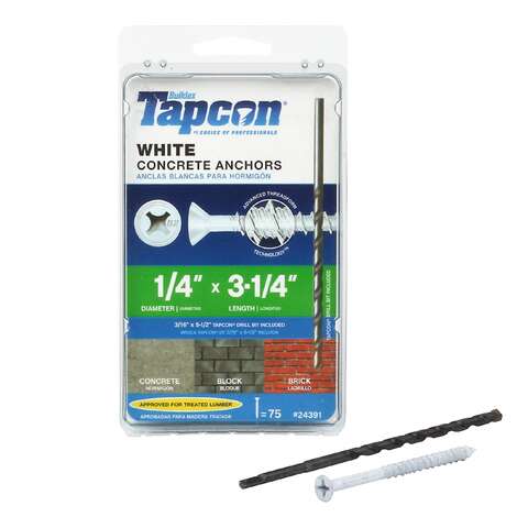 Tapcon 1/4 in. in. X 3-1/4 in. L Phillips Flat Head Assorted Concrete Screws, Pack of 4