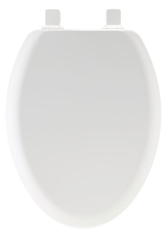 Mayfair 141EC-000 Toilet Seat, 18-1/2 in L, Elongated, Wood, White, Twist Hinge, For: Elongated Bowls