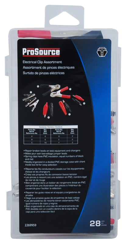 ProSource 60285 Electrical Clip Assortment, Black & Red, Nickel Plated
