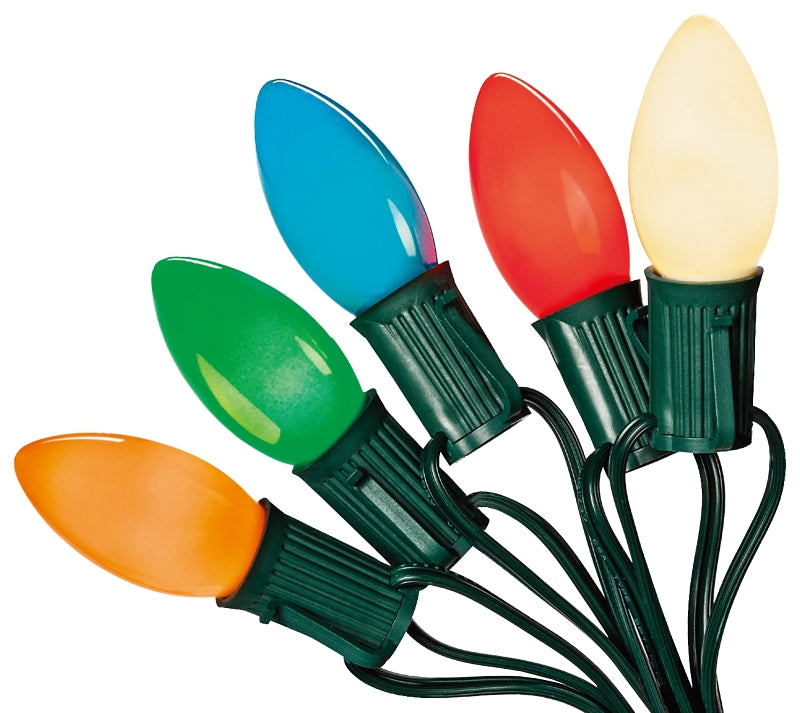 Santas Forest 03220/U00Z142I String Light Set, 125 V, 7 W, 25-Lamp, C9 Lamp, Multi-Color Lamp, 18-1/2 ft L