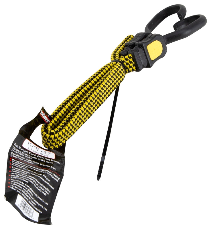 ProSource FH92106-3 Stretch Cord, 17 mm Dia, 30 in L, Polypropylene, Yellow, Hook End, Pack of 10