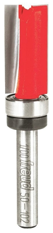 Freud 50-102 Flush Trim Bit, 1/2 in Dia Cutter, 1 in L Cutting, 2-5/8 in OAL, 1/4 in Dia Shank, 2-Cutter, Carbide