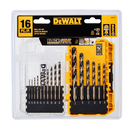 DeWalt Black & Gold High Speed Steel Drill Bit Set 3-Flat Shank 16 pc, Pack of 5