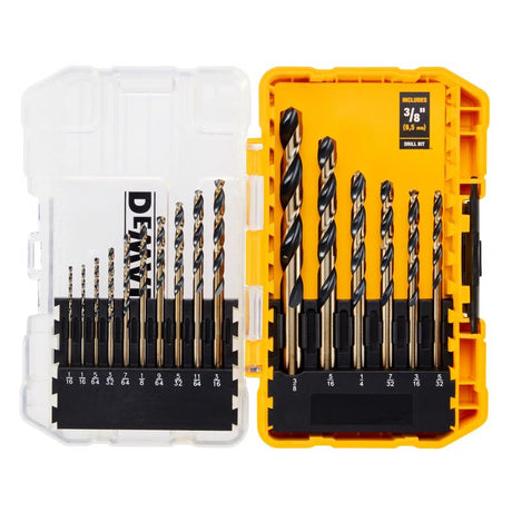 DeWalt Black & Gold High Speed Steel Drill Bit Set 3-Flat Shank 16 pc, Pack of 5