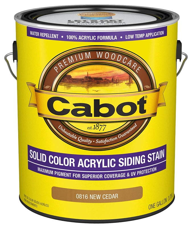 Cabot 140.0000816.007 Solid Stain, Natural Flat, New Cedar, Liquid, 1 gal, Can, Pack of 4